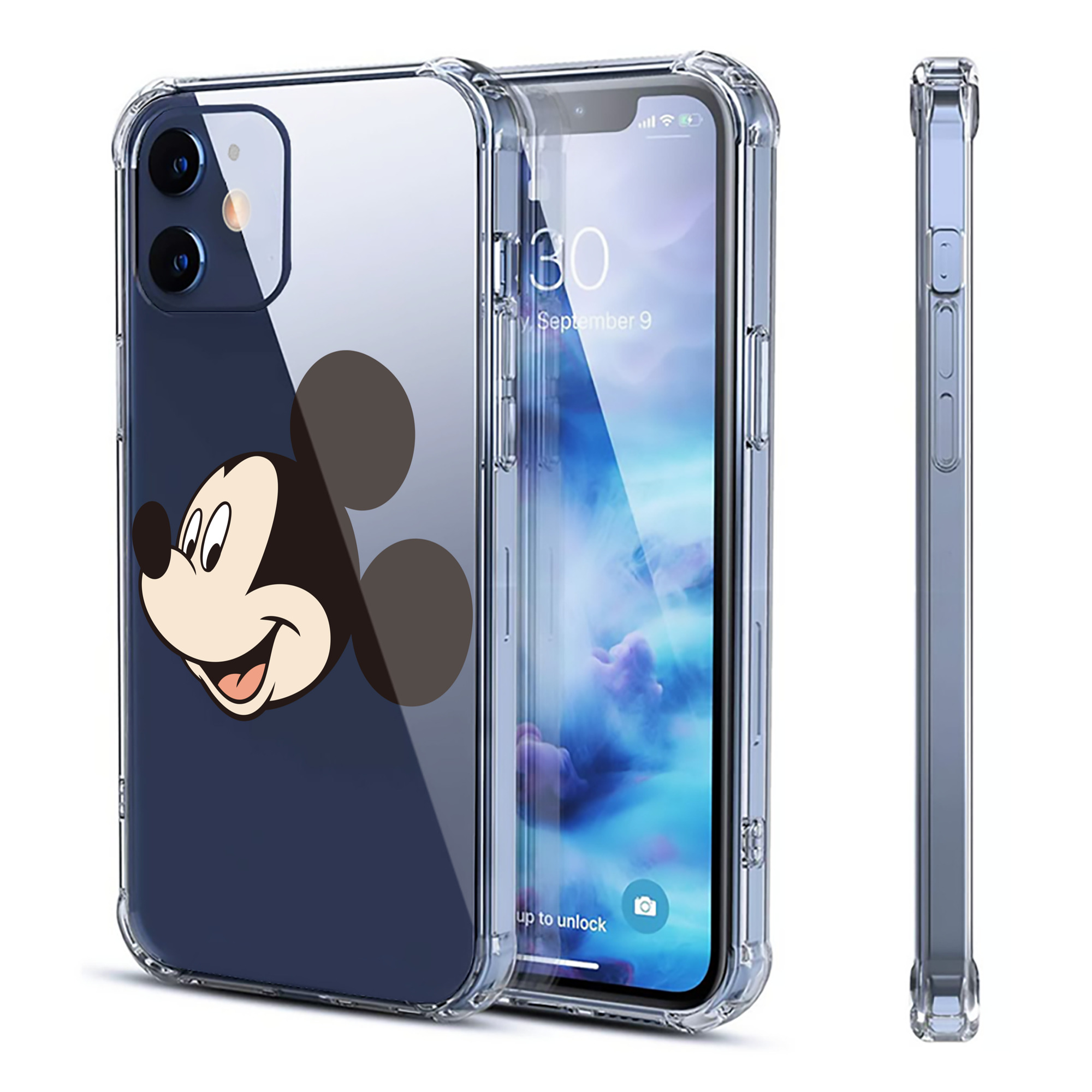（画像用） ミッキーマウス Mickey Mouse 【iPhone 12シリーズ対応】透明スマホケース（クリアソフトケース）